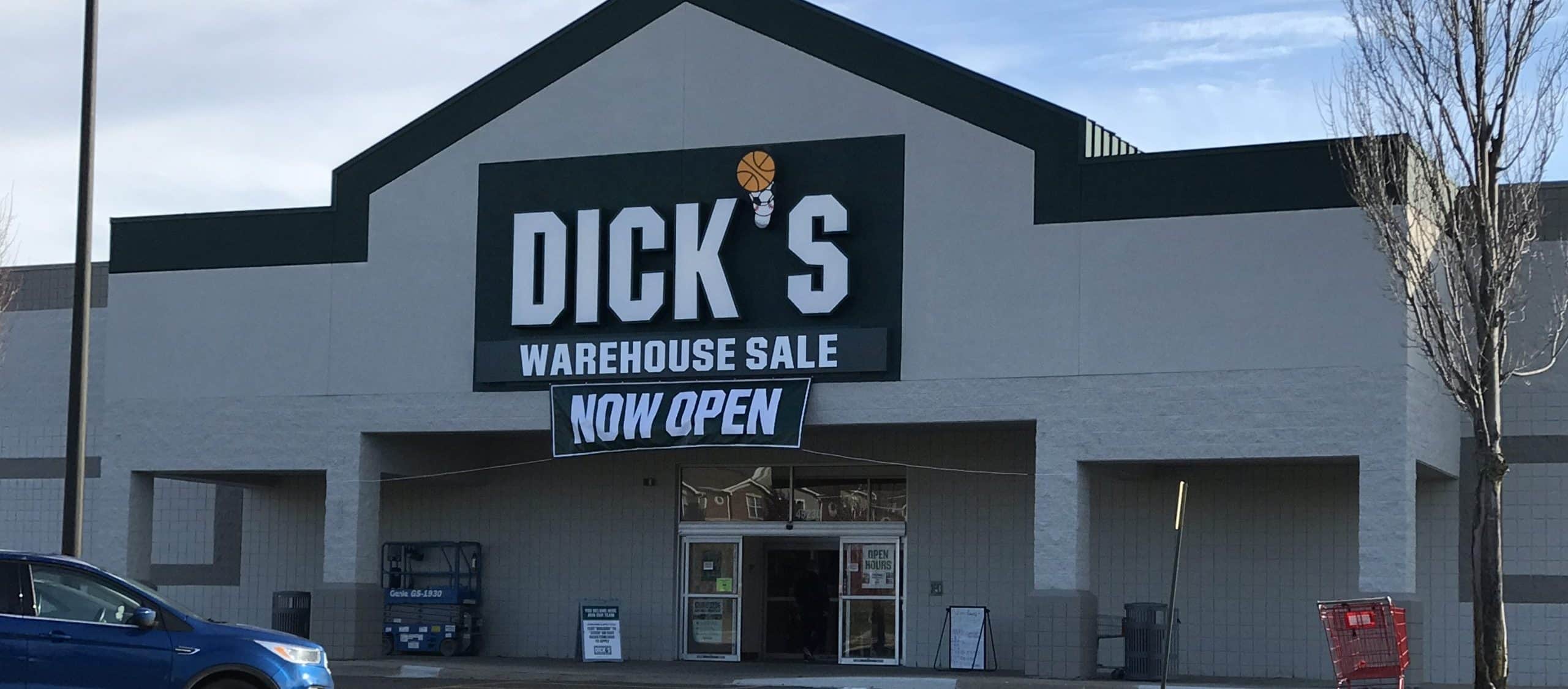 Dick's supermarket exterior painted light and dark greys